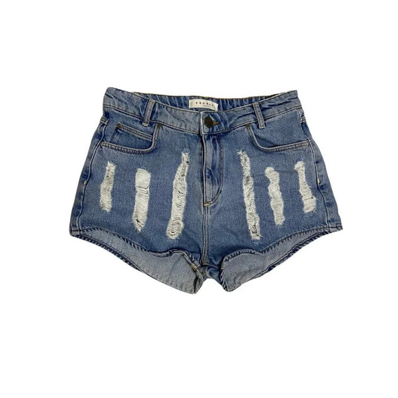 Sandro Paris Re-Ripped Super Distressed High Rise Denim Shorts-sz 28 - Picture 1 of 7